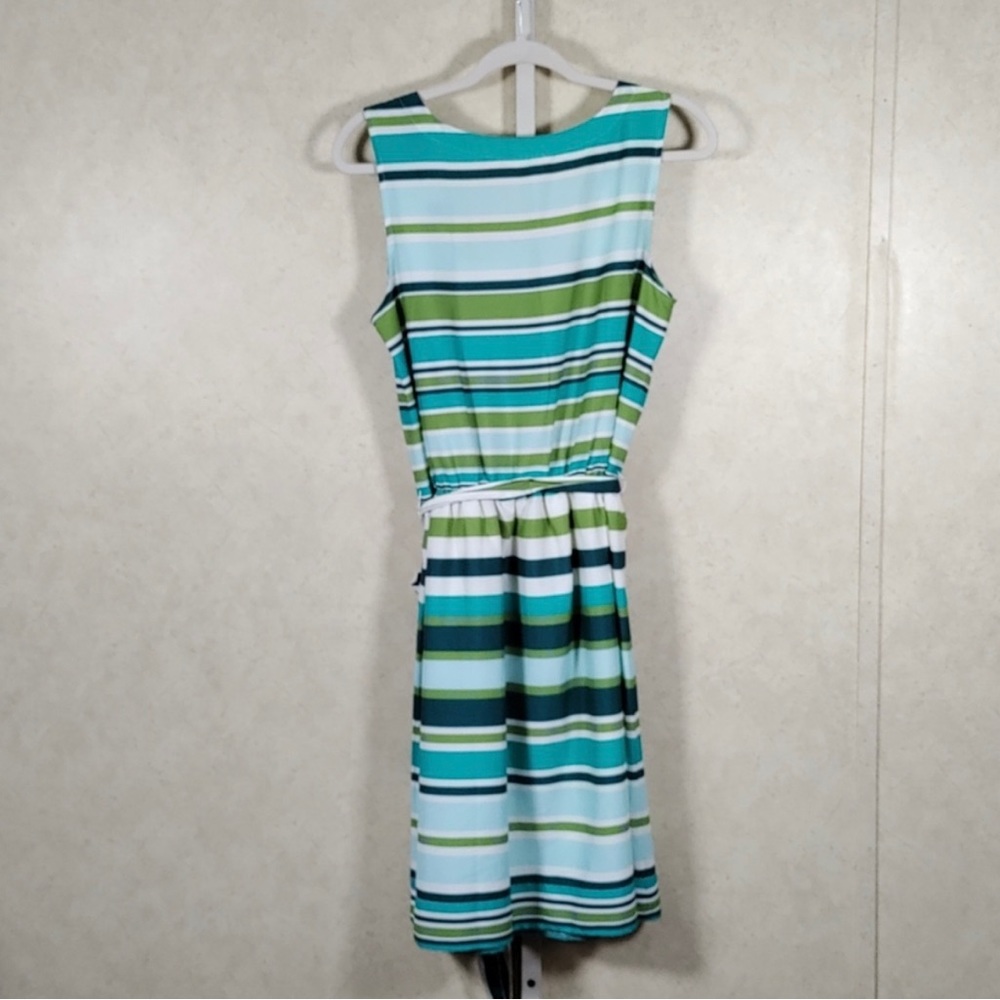 Banana Republic green stripe belted dress 10 - Picture 4 of 6